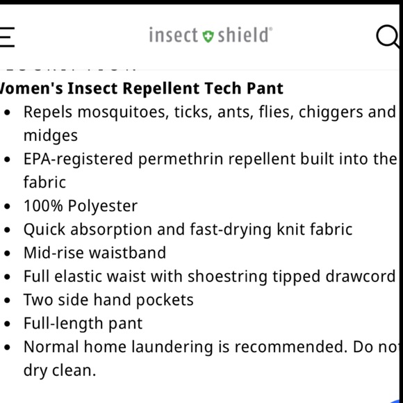 Insect Shield Insect Repellent Tech Pants - Picture 12 of 12